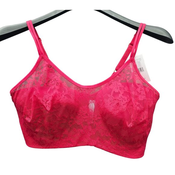 Le Mystere Stretch Lace Wireless Bra 38DDD/F Merlot Red Nylon/Spandex New - Picture 2 of 8
